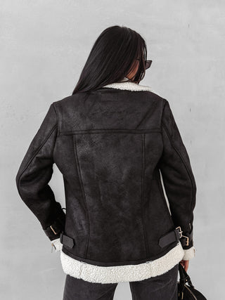 SIIN black Women's sheepskin coat